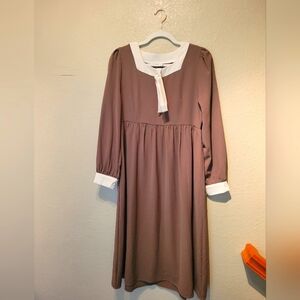 Elegant Brown Long Sleeve Dress